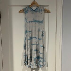 Nordstrom Blue and White Sleeveless Mock Neck Sundress